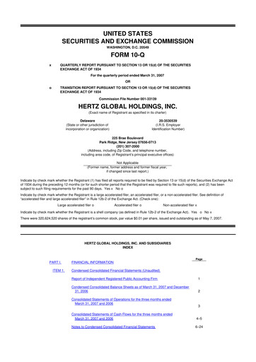 Miniature Herc Holdings
 10-Q Rapport trimestriel  