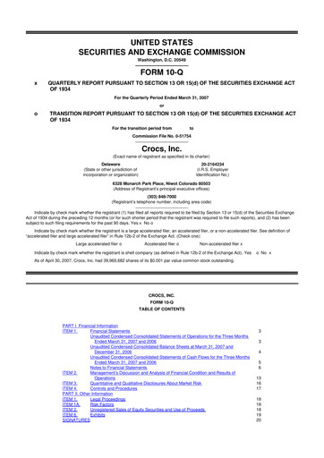 Thumbnail Crocs 10-Q Quarterly Report FY 