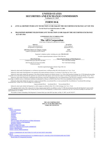 Thumbnail AES 10-K Annual Report 