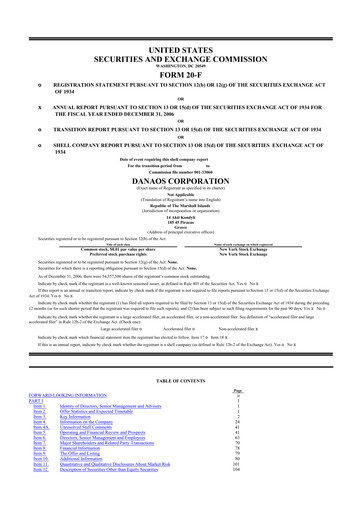 Thumbnail Danaos 20-F Annual Report 