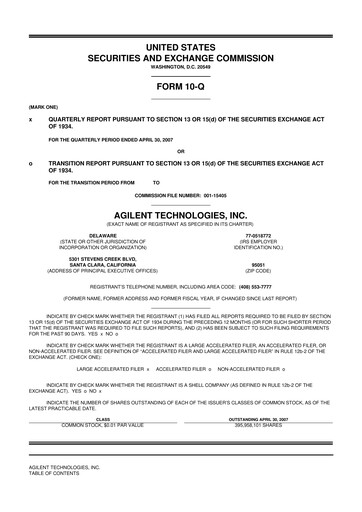 Thumbnail Agilent Technologies 10-Q Quarterly Report FY 