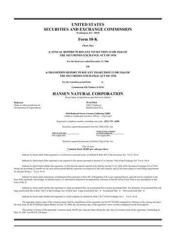 Thumbnail Monster Beverage 10-K Annual Report 