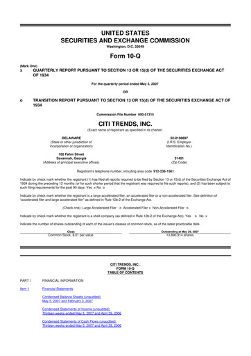 Thumbnail Citi Trends, Inc. 10-Q Quarterly Report FY 
