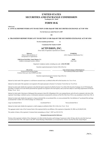 Thumbnail Activision Blizzard 10-K Annual Report 