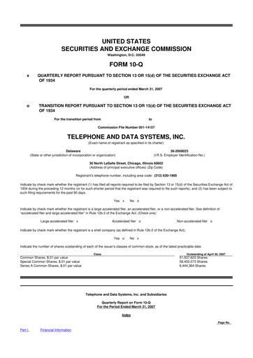 Thumbnail Telephone and Data Systems
 10-Q Quarterly Report FY 