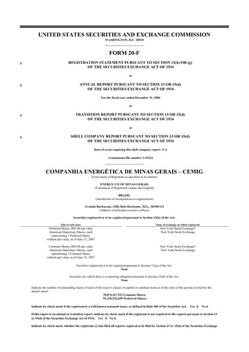 Thumbnail Cemig 20-F Annual Report 