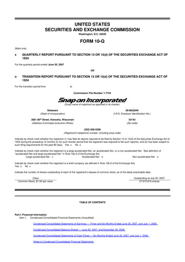 Thumbnail Snap-on 10-Q Quarterly Report FY 