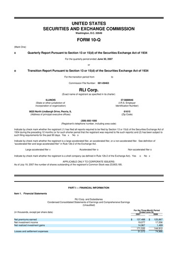 Vorschaubild RLI Corp.
 10-Q Quartalsbericht  
