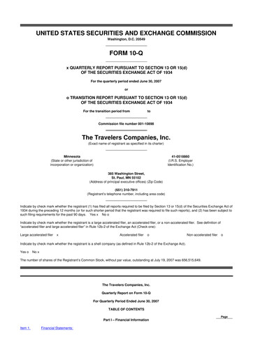 Thumbnail The Travelers Companies 10-Q Quarterly Report FY 
