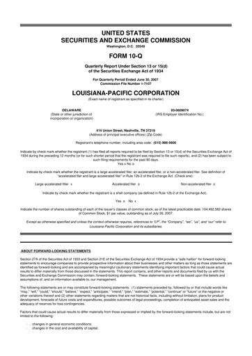 Thumbnail Louisiana-Pacific
 10-Q Quarterly Report FY 