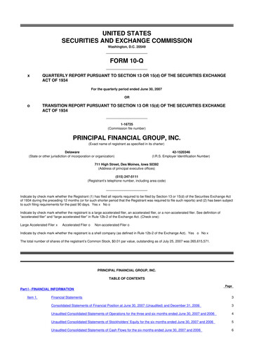 Thumbnail Principal Financial Group 10-Q Quarterly Report FY 