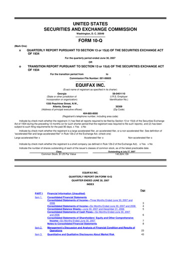 Vorschaubild Equifax 10-Q Quartalsbericht  