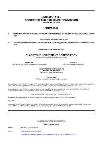 Thumbnail Gladstone Investment 10-Q Quarterly Report FY 