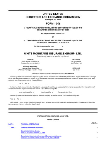 Vorschaubild White Mountains Insurance Group 10-Q Quartalsbericht  