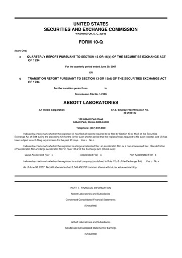 Thumbnail Abbott Laboratories 10-Q Quarterly Report FY 