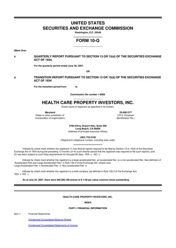 Thumbnail Healthpeak Properties
 10-Q Quarterly Report FY 