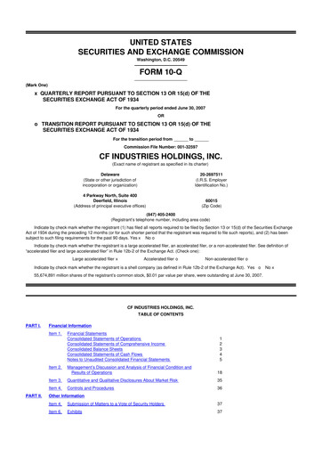 Thumbnail CF Industries
 10-Q Quarterly Report FY 
