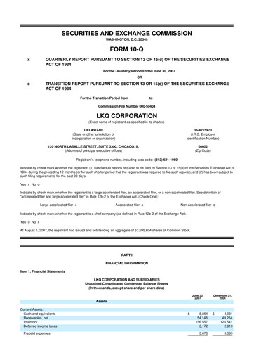 Thumbnail LKQ Corporation 10-Q Quarterly Report FY 