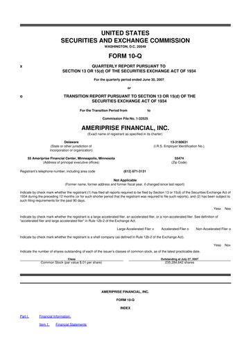 Thumbnail Ameriprise Financial
 10-Q Quarterly Report FY 