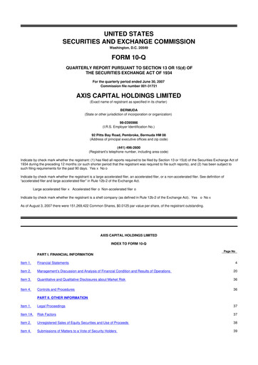 Vorschaubild AXIS Capital
 10-Q Quartalsbericht  