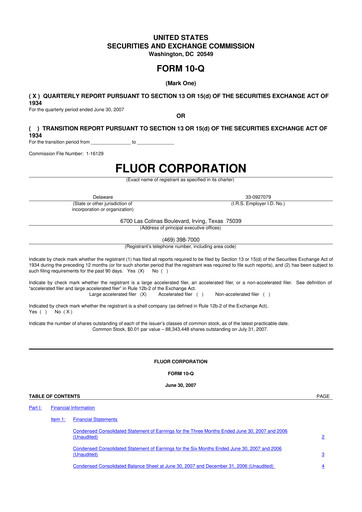 Thumbnail Fluor Corporation
 10-Q Quarterly Report FY 