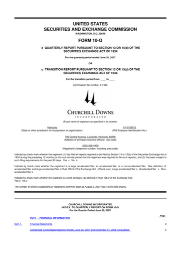 Thumbnail Churchill Downs 10-Q Quarterly Report FY 