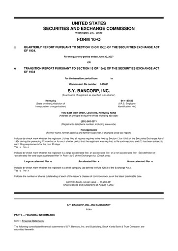 Thumbnail Stock Yards Bancorp 10-Q Quarterly Report FY 