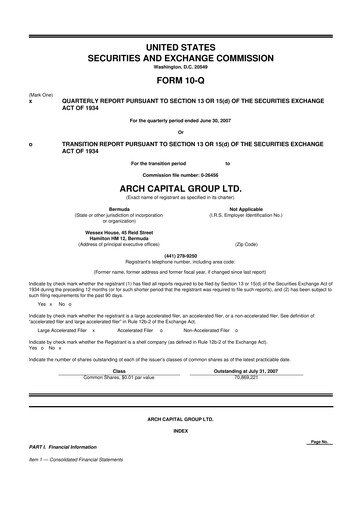 Vorschaubild Arch Capital 10-Q Quartalsbericht  
