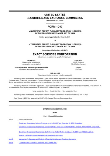 Vorschaubild Exact Sciences 10-Q Quartalsbericht  