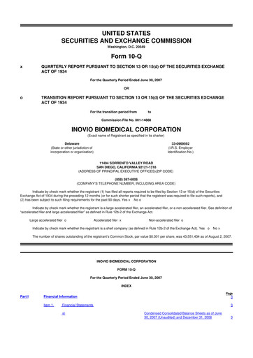 Miniature Inovio Pharmaceuticals 10-Q Rapport trimestriel  