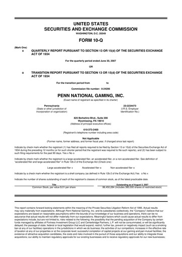 Thumbnail PENN Entertainment
 10-Q Quarterly Report FY 