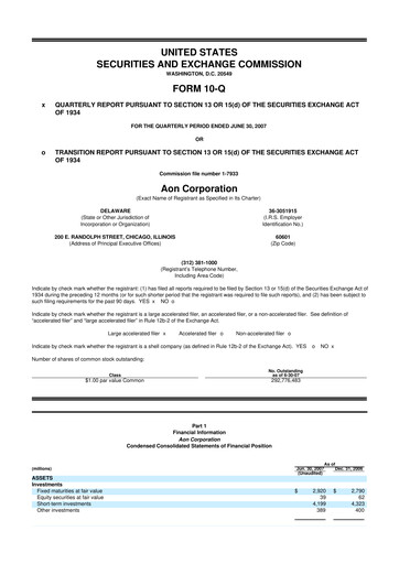 Thumbnail Aon 10-Q Quarterly Report FY 