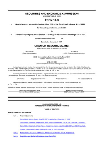 Thumbnail Westwater Resources
 10-Q Quarterly Report FY 