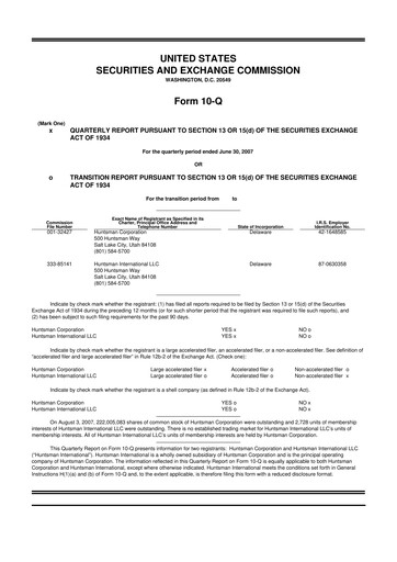 Thumbnail Huntsman Corporation
 10-Q Quarterly Report FY 