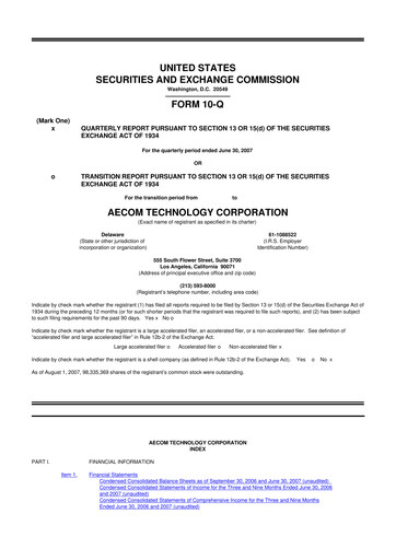 Thumbnail AECOM 10-Q Quarterly Report FY 