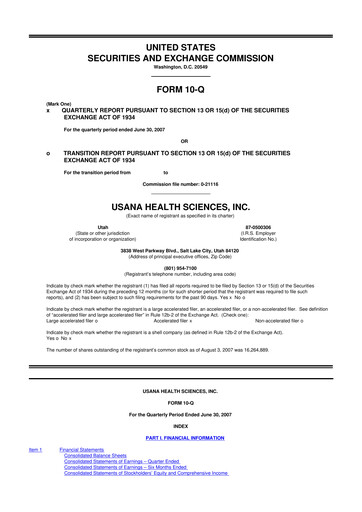 Thumbnail USANA 10-Q Quarterly Report FY 