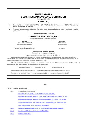 Thumbnail Laureate Education
 10-Q Quarterly Report FY 