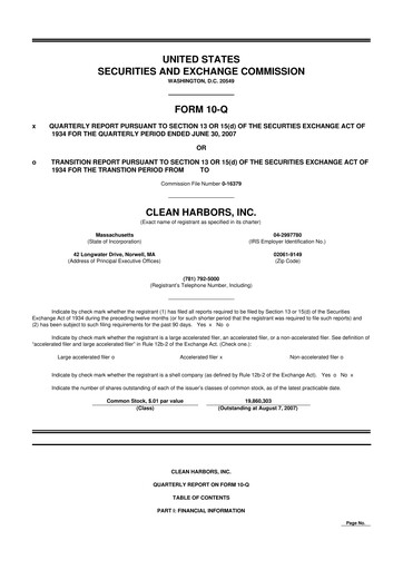 Thumbnail Clean Harbors
 10-Q Quarterly Report FY 