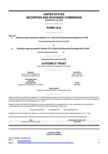 Thumbnail CubeSmart
 10-Q Quarterly Report FY 