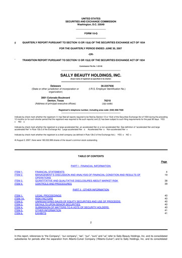 Thumbnail Sally Beauty Holdings 10-Q Quarterly Report FY 