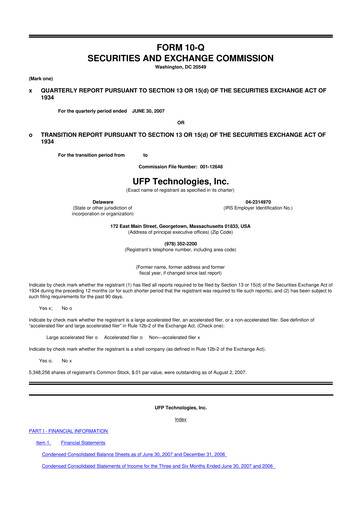 Vorschaubild UFP Technologies
 10-Q Quartalsbericht  