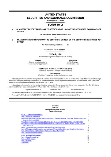 Thumbnail Crocs 10-Q Quarterly Report FY 