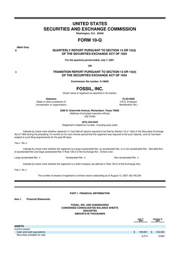 Thumbnail Fossil Group 10-Q Quarterly Report FY 