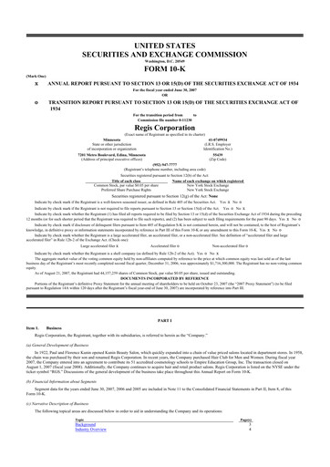 Thumbnail Regis Corporation
 10-K Annual Report 