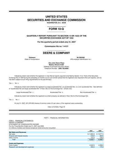 Thumbnail Deere & Company (John Deere) 10-Q Quarterly Report FY 