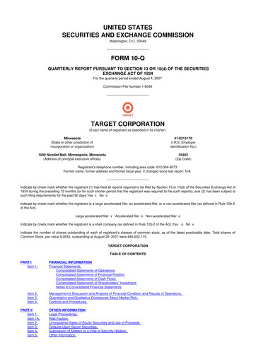 Thumbnail Target 10-Q Quarterly Report FY 