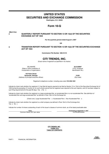 Thumbnail Citi Trends, Inc. 10-Q Quarterly Report FY 