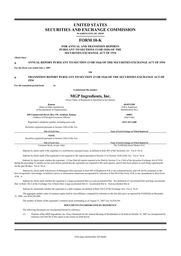 Thumbnail MGP Ingredients 10-K Annual Report 