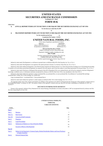 Thumbnail United Natural Foods
 10-K Annual Report 