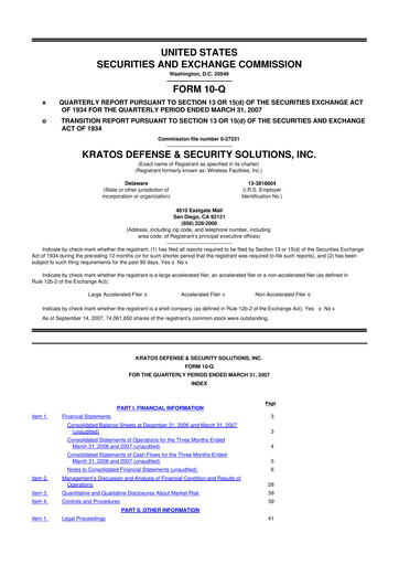 Thumbnail Kratos Defense & Security Solutions 10-Q Quarterly Report FY 